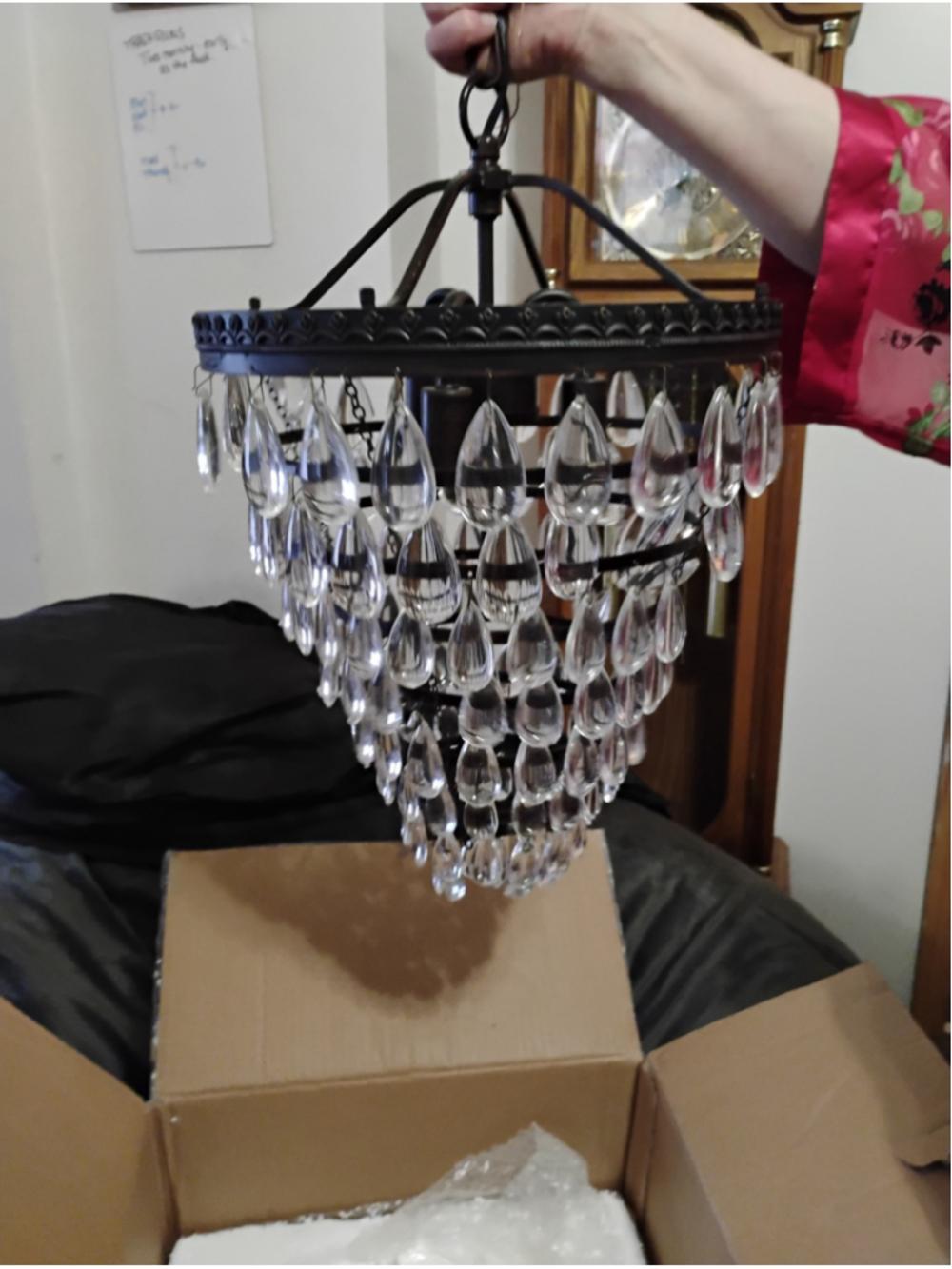 Unbranded 3-Light Oil Rubbed Bronze Crystal Chandelier One Size - Picture 1 of 3